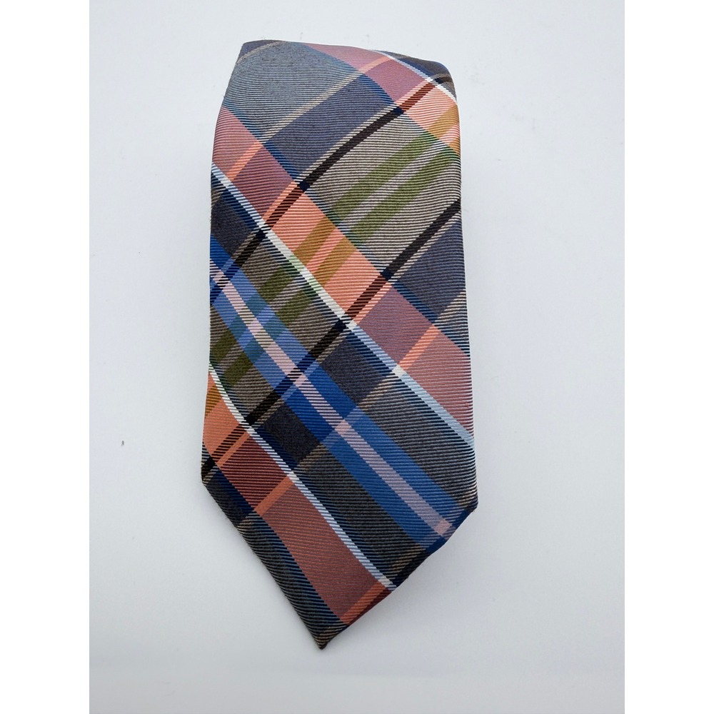 Unbranded Necktie Mens OS Multicolor Plaid Check Silk Blend Dapper Preppy Tie